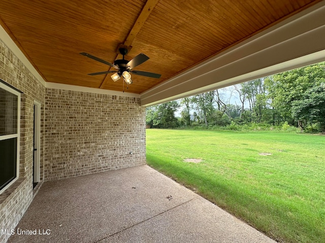 view of patio with ceiling fan