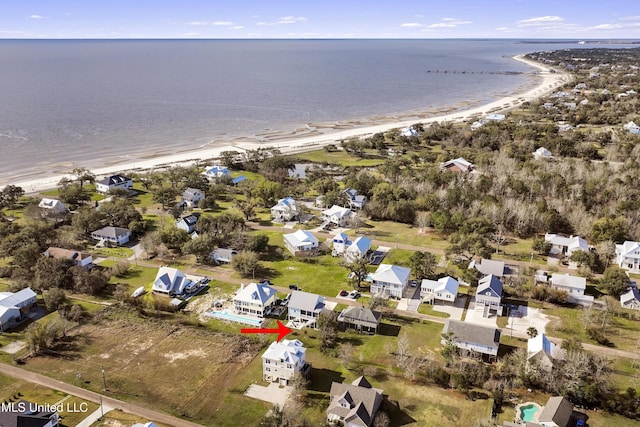 122 Aiken Rd, Waveland, MS 39576 - birds eye view of property featuring a view of the beach and a water view