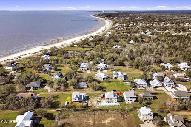 122 Aiken Rd, Waveland, MS 39576 - bird's eye view with a view of the beach, a water view, and a residential view