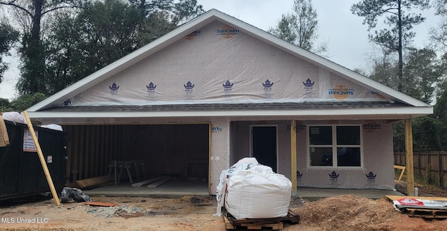 exterior space with a garage