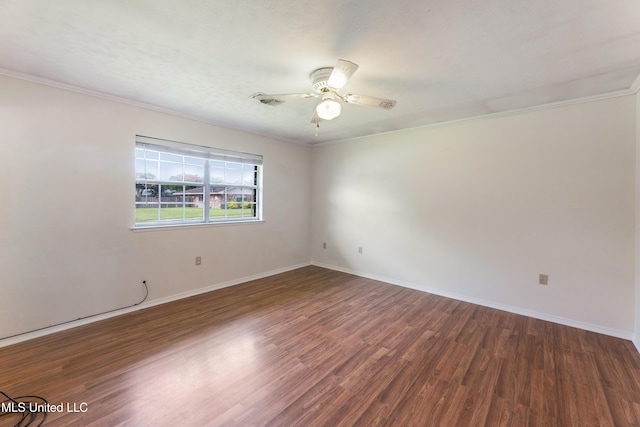 4 Briarwood Cir, Long Beach, MS 39560 - spare room featuring wood finished floors, crown molding, and a ceiling fan