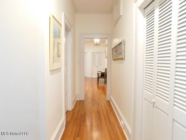 125 Riverside St, Vidalia, LA 71373 - hall with light wood-style flooring and baseboards
