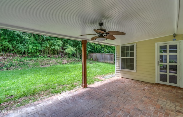 view of patio / terrace featuring ceiling fan