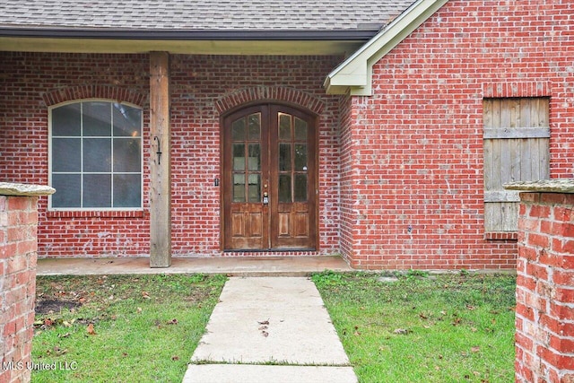 property entrance with french doors