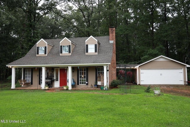 177 Robbins Rd, Brandon, MS 39042 - new england style home featuring covered porch, a chimney, and a front lawn