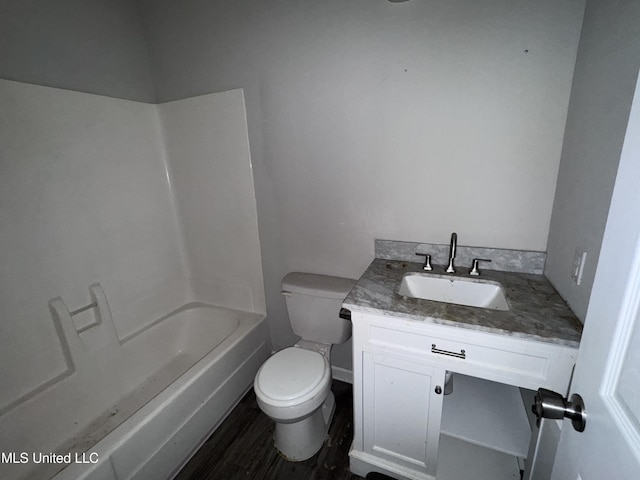 111B N Bent Creek Cir, Brandon, MS 39047 - bathroom with toilet, vanity, shower / tub combination, and wood finished floors