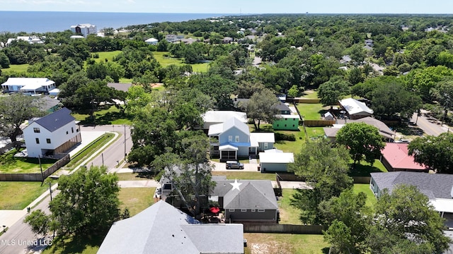 aerial perspective of suburban area featuring a nearby body of water