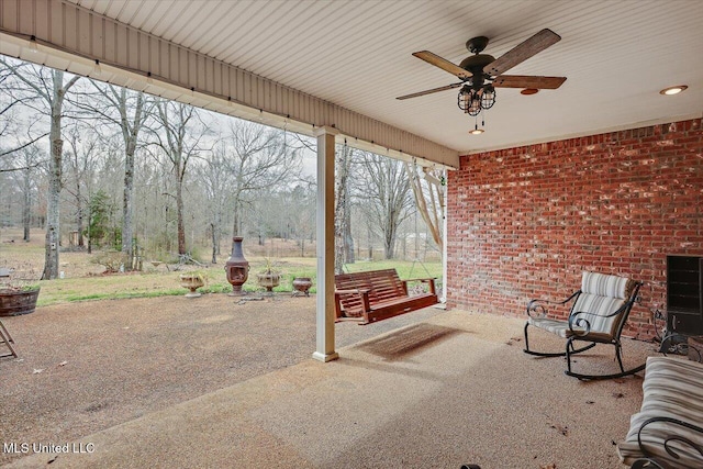 view of patio / terrace featuring a ceiling fan