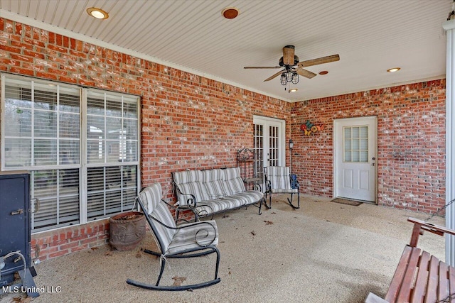 view of patio / terrace with a ceiling fan