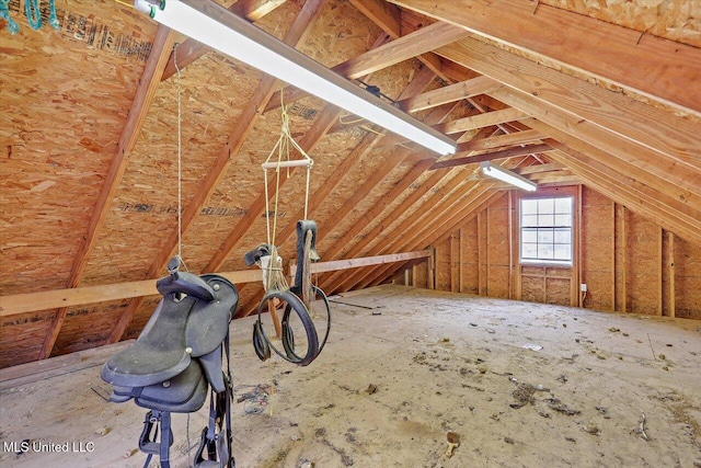 view of unfinished attic