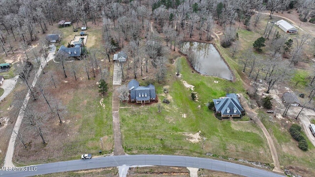 bird's eye view featuring a water view