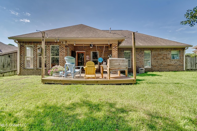 513 Willow Valley Cir, Brandon, MS 39047 - rear view of house featuring a deck, brick siding, and roof with shingles