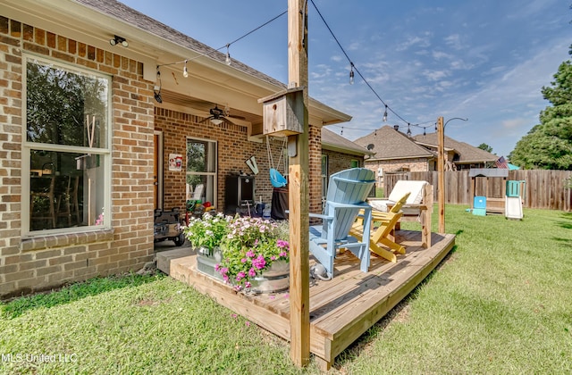 513 Willow Valley Cir, Brandon, MS 39047 - wooden deck with ceiling fan