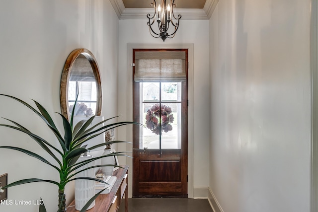 513 Willow Valley Cir, Brandon, MS 39047 - entryway featuring a chandelier and crown molding