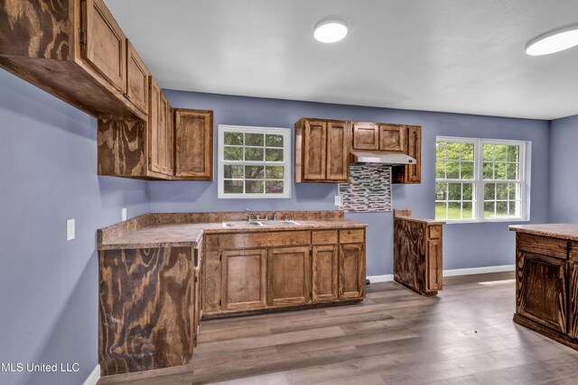 2713 Brazil St, Pascagoula, MS 39581 - kitchen with a sink, dark wood-style flooring, under cabinet range hood, and a healthy amount of sunlight