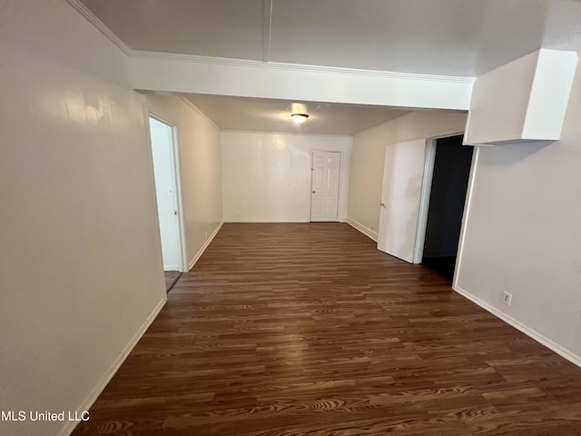 802 Farmer St, Cleveland, MS 38732 - hallway featuring ornamental molding, dark wood-style floors, and baseboards