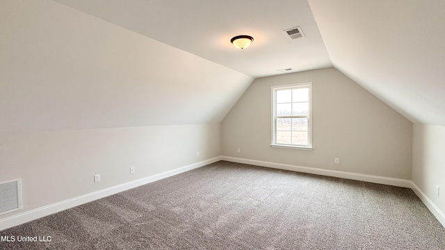 additional living space with carpet and vaulted ceiling