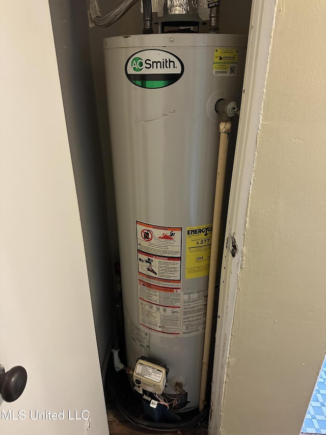 utility room with water heater