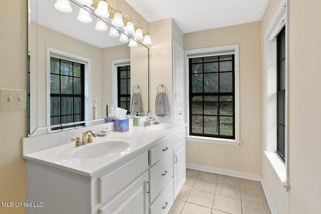 bathroom featuring vanity and tile patterned flooring