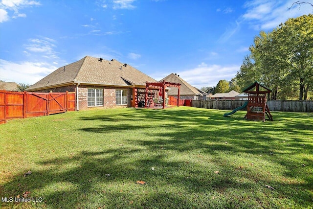 view of yard featuring a playground