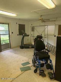 1030 Adkins Blvd, Jackson, MS 39211 - exercise area with carpet flooring and ceiling fan