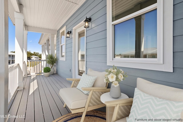 deck featuring a porch