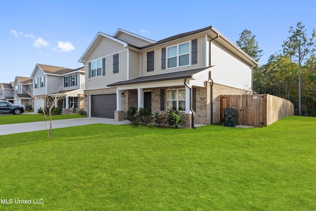 view of front facade featuring a front yard and a garage