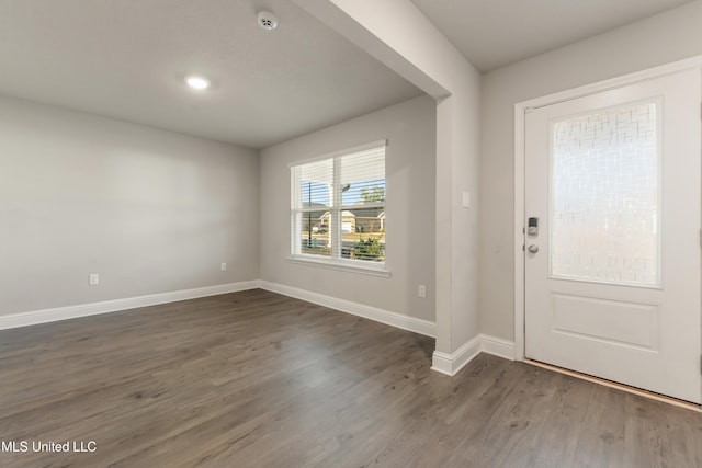 foyer entrance with dark wood-type flooring