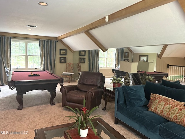 59 Dunbar Rd, Natchez, MS 39120 - rec room featuring billiards table, carpet flooring, and recessed lighting