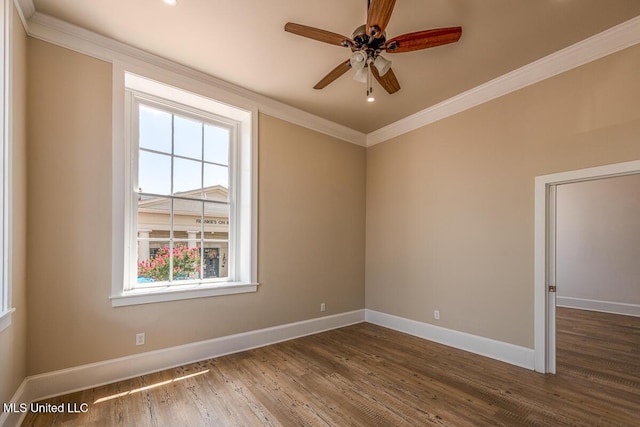 433 Main St, Natchez, MS 39120 - empty room with healthy amount of natural light, crown molding, ceiling fan, and wood finished floors
