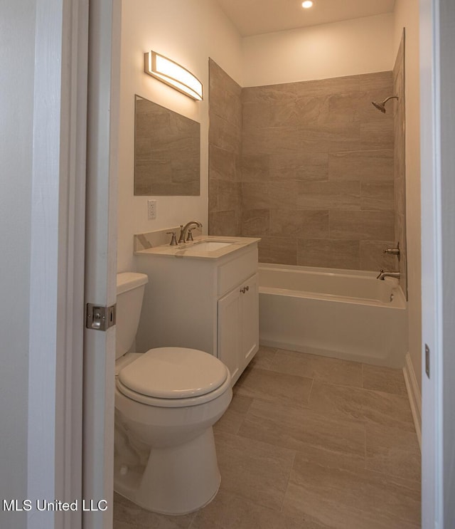 433 Main St, Natchez, MS 39120 - full bathroom with vanity, shower / bathtub combination, tile patterned flooring, and recessed lighting