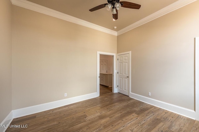 433 Main St, Natchez, MS 39120 - spare room with ornamental molding, a ceiling fan, and wood finished floors