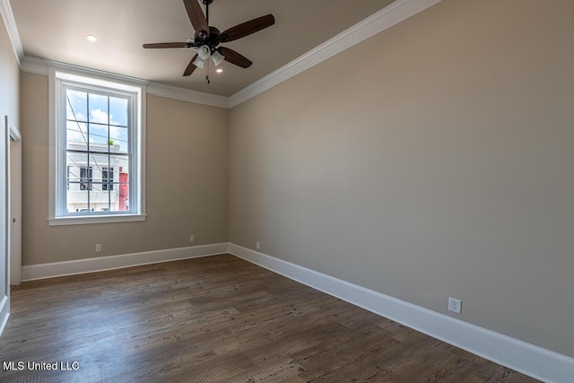 433 Main St, Natchez, MS 39120 - unfurnished room featuring crown molding, dark wood finished floors, and ceiling fan