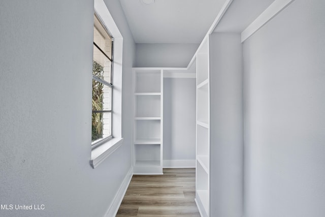 walk in closet featuring light wood-type flooring