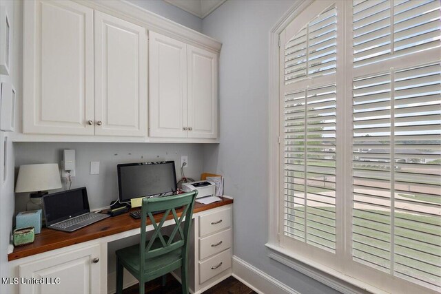 home office with built in desk