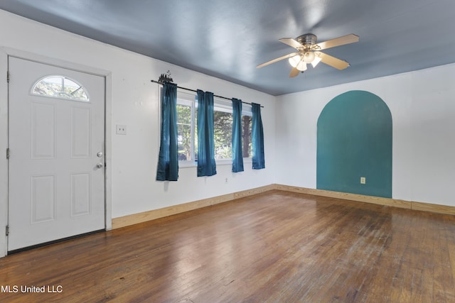 1278 Lopez Pl, Biloxi, MS 39530 - entryway with plenty of natural light, a ceiling fan, hardwood / wood-style flooring, and arched walkways