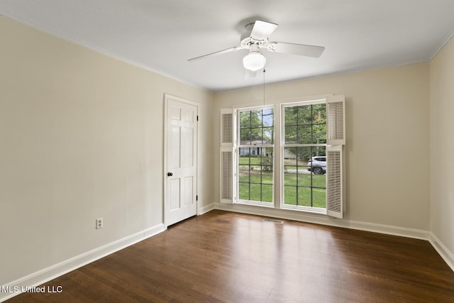 1757 Hillview Dr, Jackson, MS 39211 - unfurnished room with wood finished floors, ceiling fan, and ornamental molding