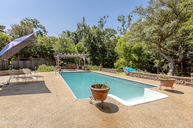 view of pool featuring a pergola and a patio area