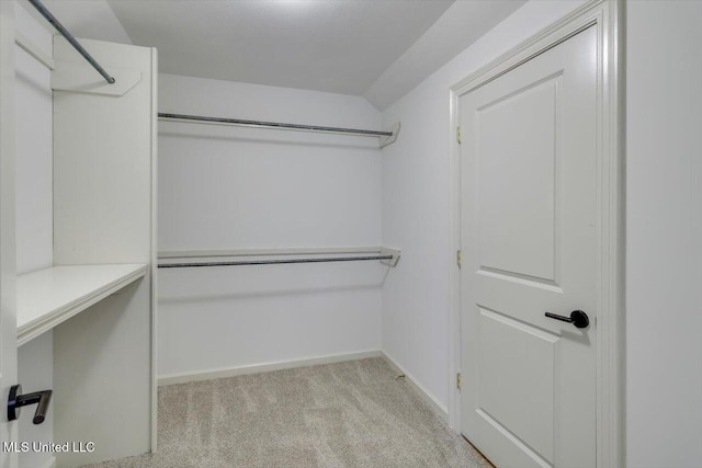 spacious closet with light colored carpet