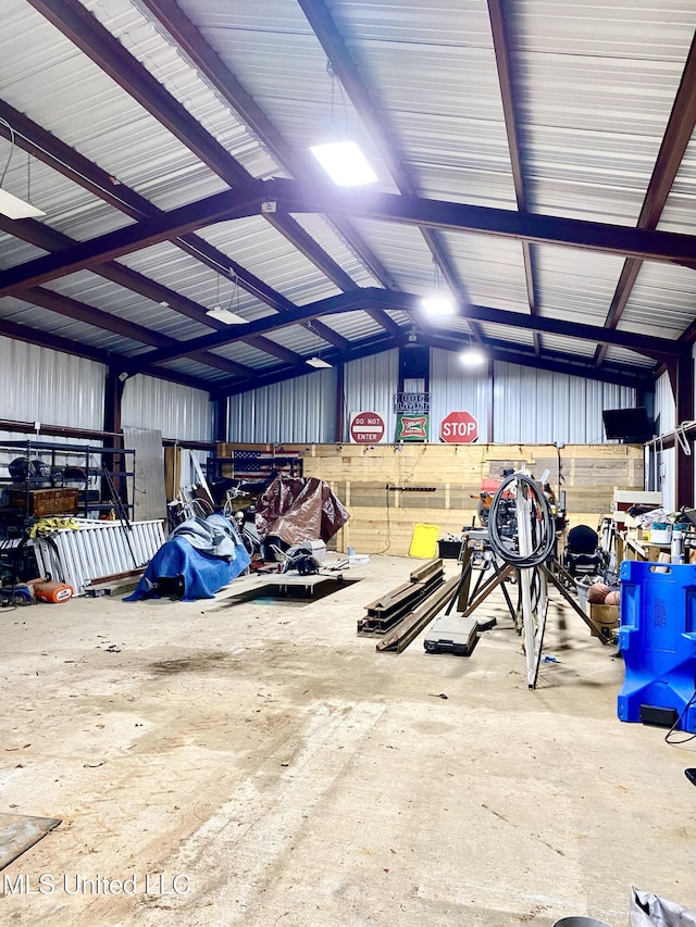 garage featuring metal wall