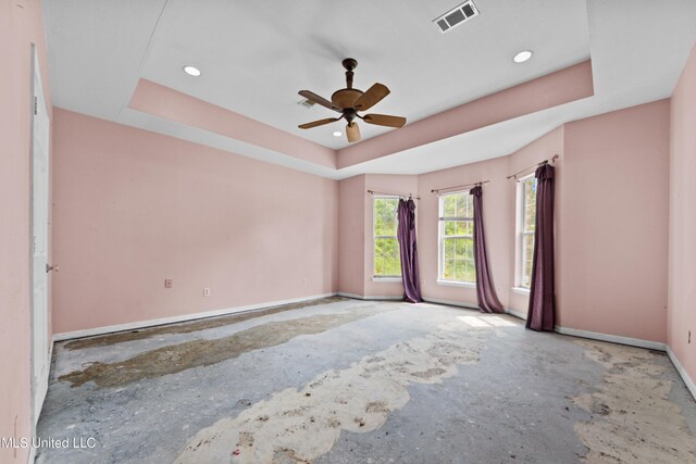 224 Clarence Ave, Pass Christian, MS 39571 - unfurnished room with a raised ceiling, baseboards, ceiling fan, and recessed lighting