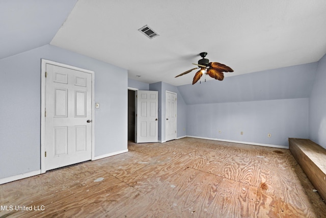 224 Clarence Ave, Pass Christian, MS 39571 - additional living space with vaulted ceiling, a ceiling fan, and baseboards