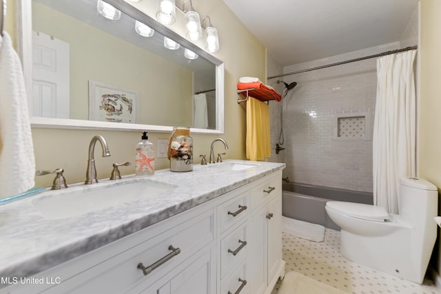 2508 Orrell Dr, Gautier, MS 39553 - full bathroom featuring toilet, double vanity, and shower / bath combo