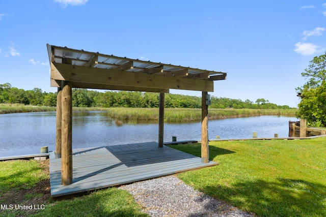 2508 Orrell Dr, Gautier, MS 39553 - dock featuring a water view and a lawn