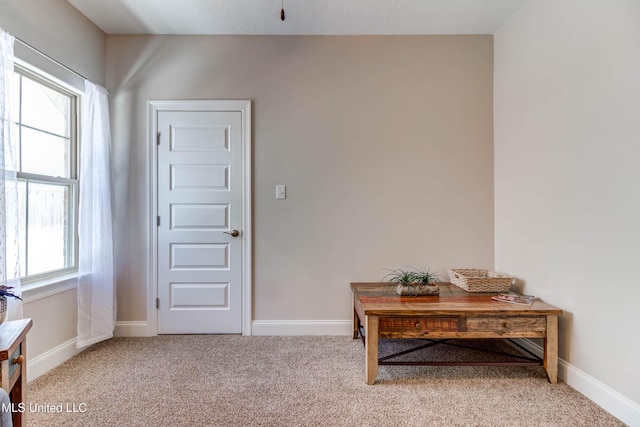 interior space with a healthy amount of sunlight and carpet flooring