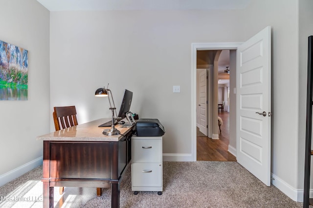 view of carpeted office space