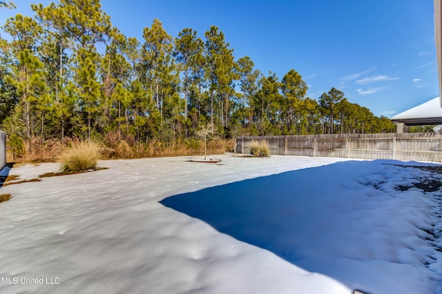 view of yard covered in snow