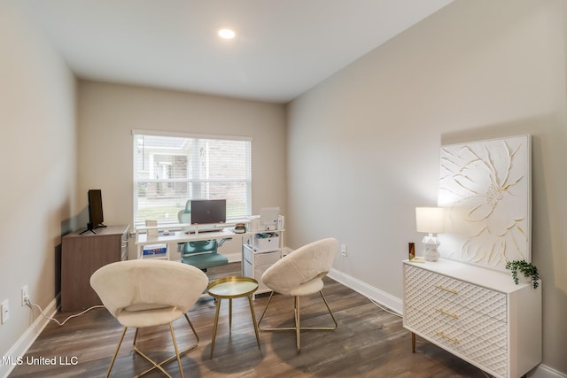 87139 Highpoint Dr, Diamondhead, MS 39525 - home office with dark wood-style flooring and recessed lighting