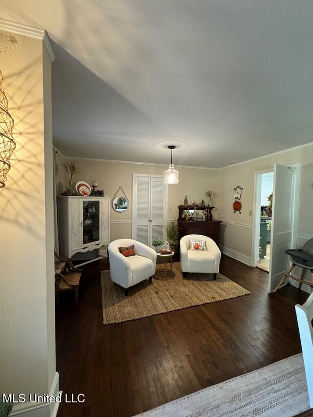 living room featuring dark hardwood / wood-style floors