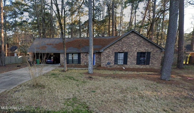 198 Bellegrove Cir, Brandon, MS 39047 - ranch-style house with brick siding, driveway, and an attached carport